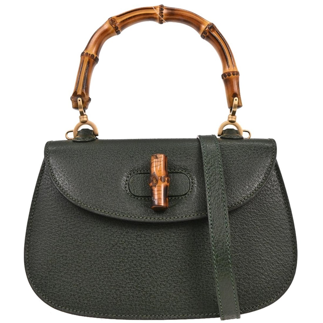 Gucci Green Bamboo 2way Handbag 000.1014.0188/0 Leather Italy: Gucci Green Bamboo 2way Handbag 000.1014.0188/0 Leather Italy This stylish Gucci handbag combines elegance and functionality, featuring a striking green pigskin exterior accented with bamboo details.