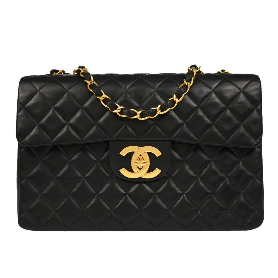 Chanel Black Lambskin Medium Shoulder Bag with Turn Lock: Chanel Black Lambskin Medium Shoulder Bag with Turn Lock This Chanel Black Lambskin Shoulder Bag is a stunning accessory for any fashion enthusiast. Crafted from luxurious lambskin, it features a clas