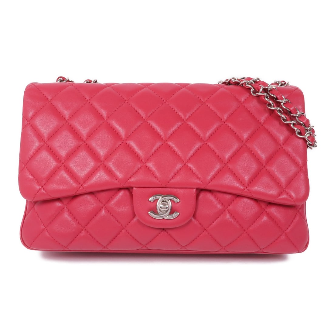 CHANEL CC Red Lambskin Leather Shoulder Bag A94024 with Chain (1 of 15)