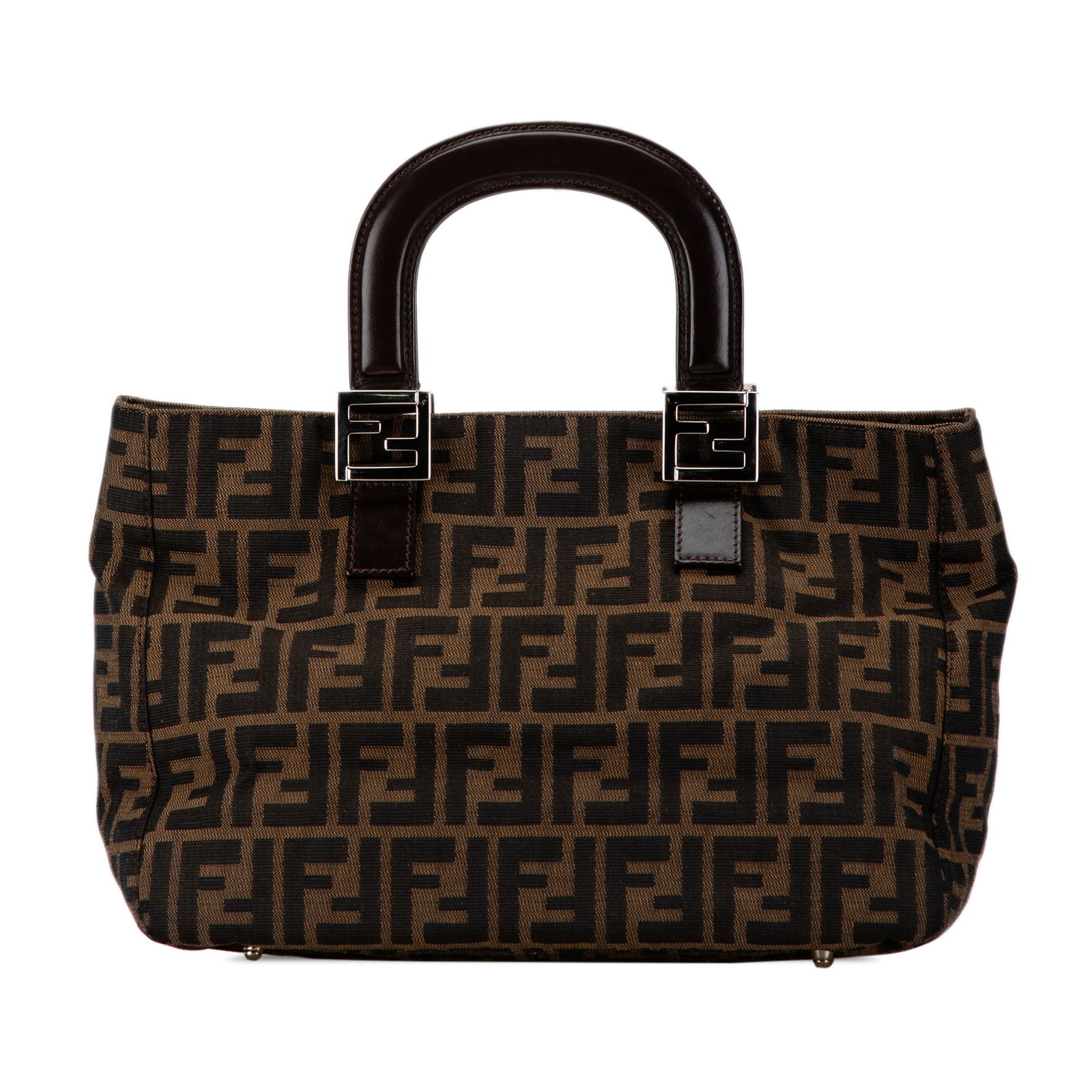 Fendi Small Zucca Canvas Twins Tote Brown Fabric Bag Italy: Fendi Small Zucca Canvas Twins Tote Brown Fabric Bag Italy This Fendi Small Zucca Canvas Twins Tote is a stylish and practical accessory crafted from high-quality canvas. The tote features a flat leat