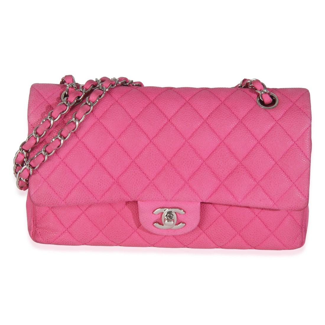 Chanel Pink Quilted Caviar Medium Classic Double Flap Bag with Dustbag (1 of 9)
