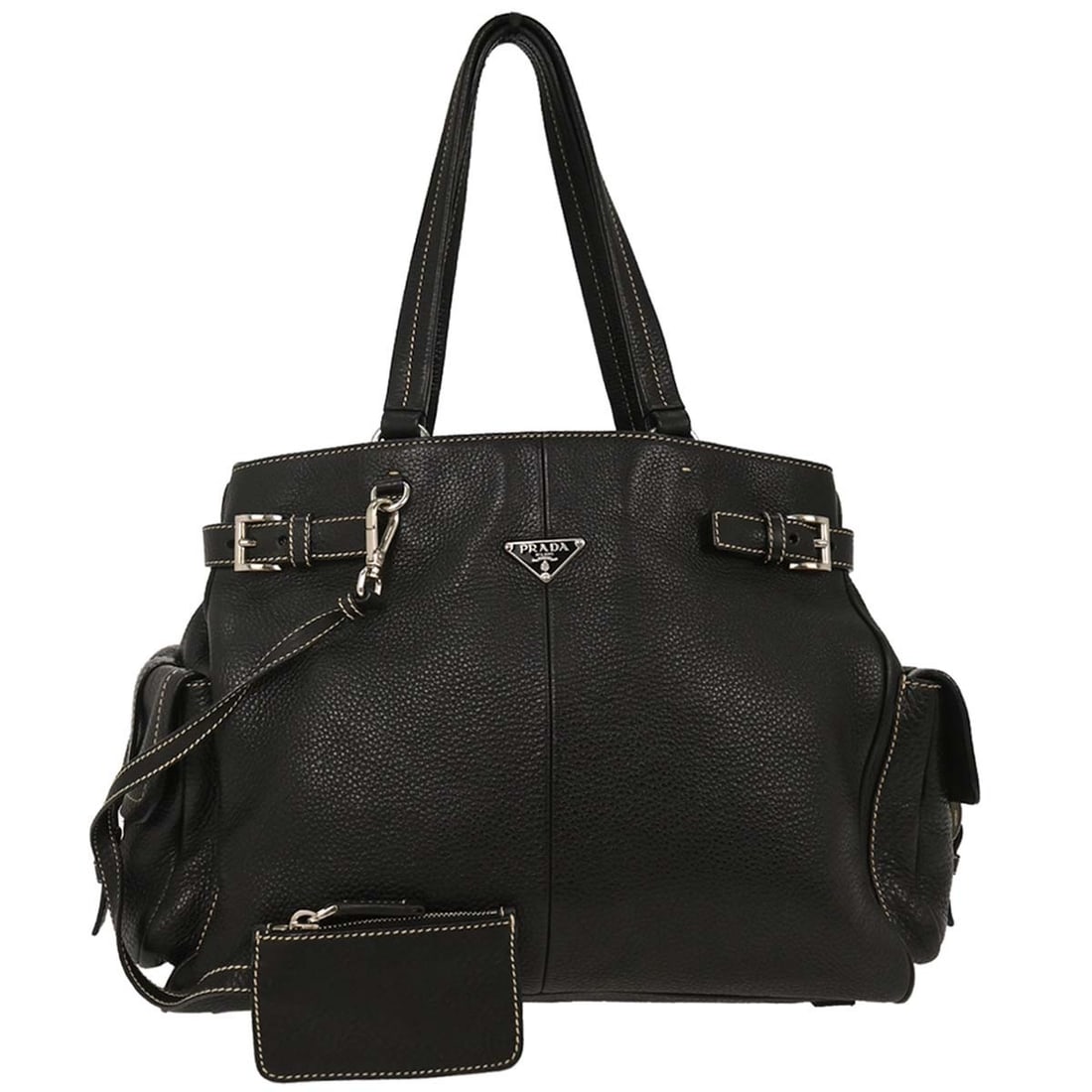 Prada Black Leather Top Handle Handbag 102 Italy (1 of 9)