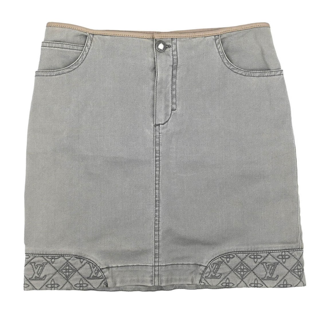 Louis Vuitton Vintage Gray Denim Skirt with Logo Accents Size 36 (1 of 11)