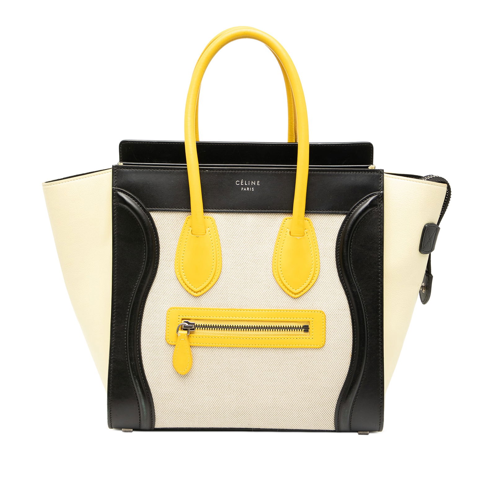 Celine Micro Tricolor Canvas Leather Tote Handbag Italy (1 of 7)