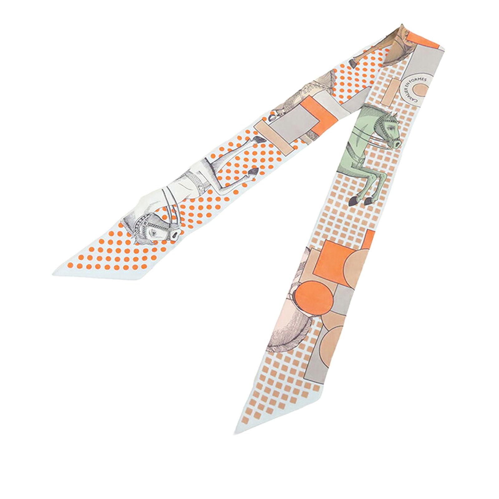 Hermes Cavalier en Formes Blue Silk Twilly Scarf (1 of 12)