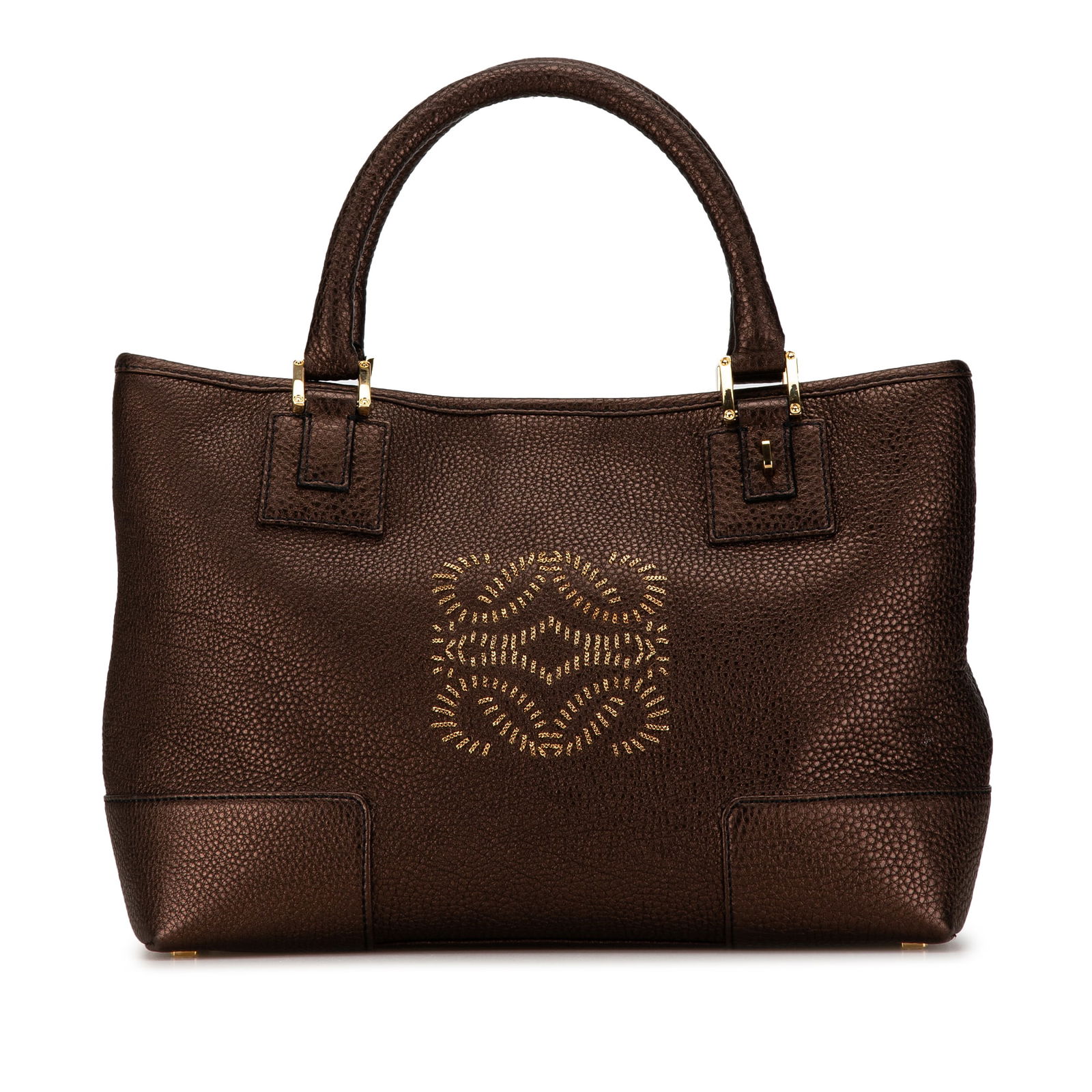 LOEWE Fusta Tote Brown Leather Bag with Snap Closure (1 of 13)