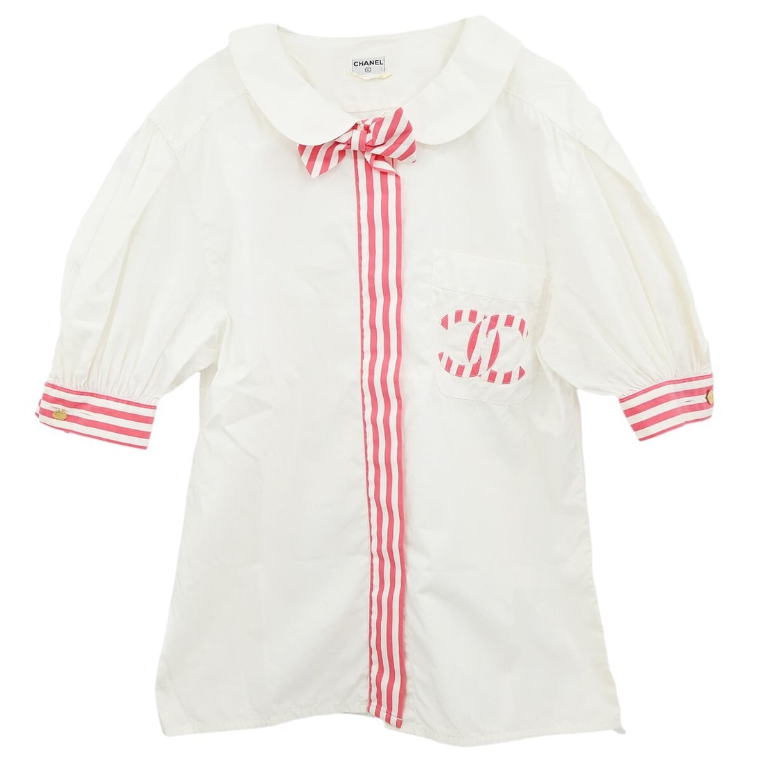 Vintage Chanel White Short Sleeve Button Shirt (1 of 10)