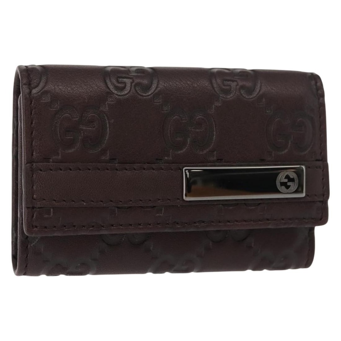 GUCCI Guccissima Dark Brown Leather Key Case 237509 Auth (1 of 18)