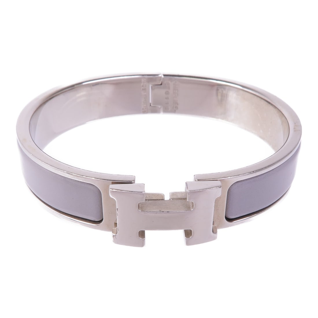 HERMES Clic H Gray Enamel Bracelet Luxury Accessory (1 of 9)