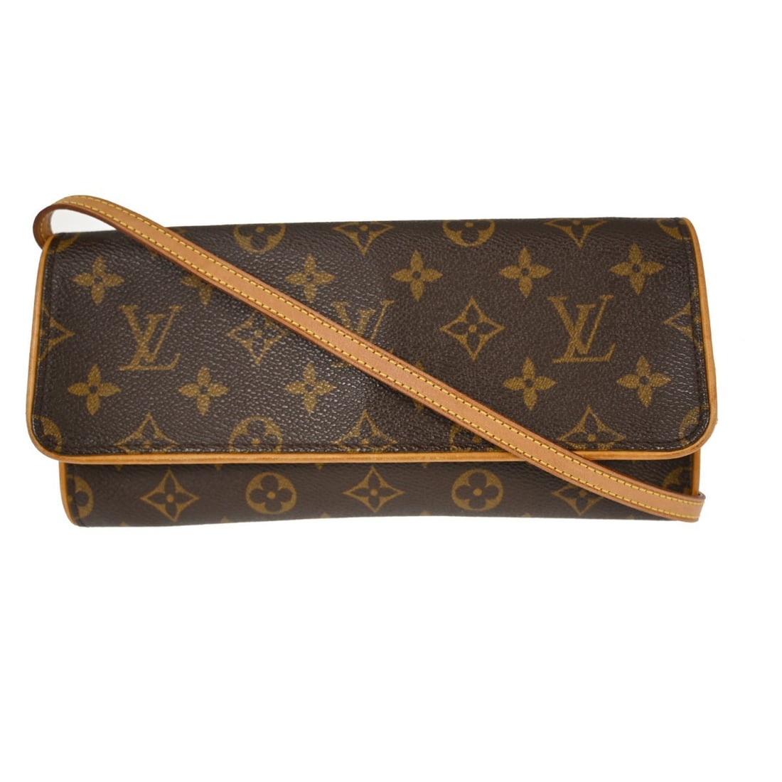 Louis Vuitton Monogram Pochette Twin GM Crossbody Bag Brown Leather (1 of 9)