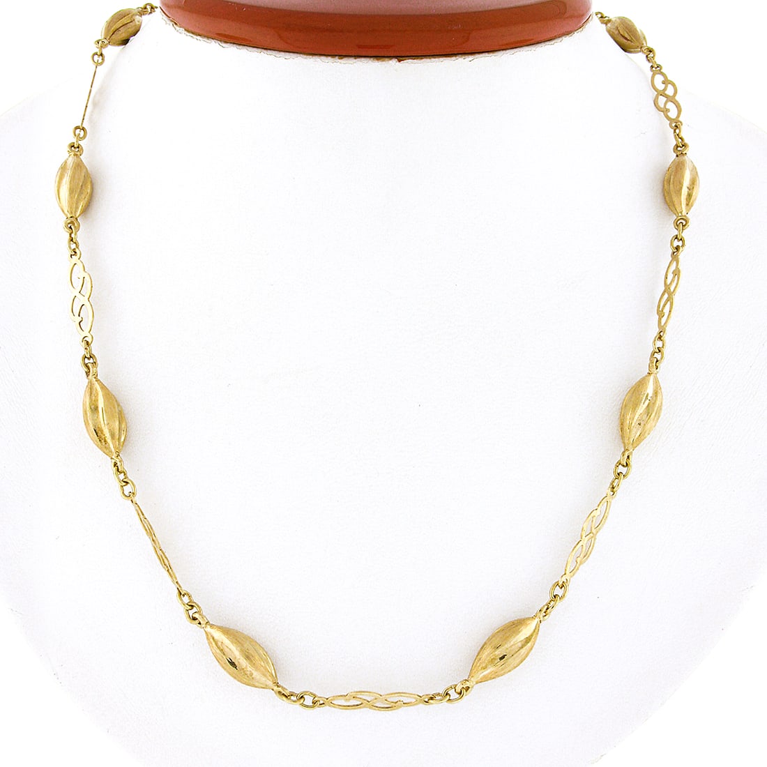 Vintage Italian 14K Yellow Gold Spiral Textured Necklace 20 Inch (1 of 5)