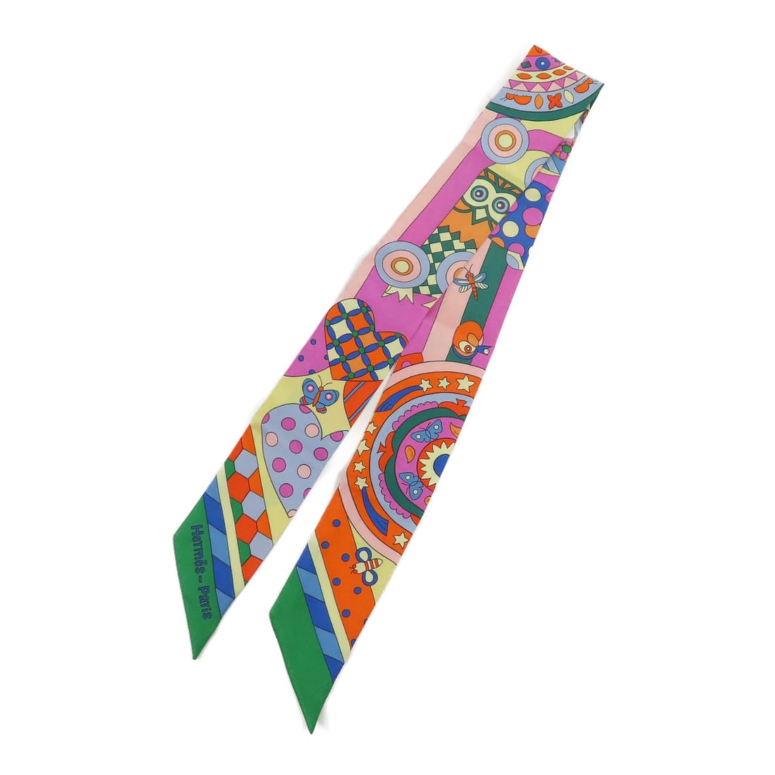 HERMES Multicolor Silk Twilly Scarf Made in France (1 of 9)