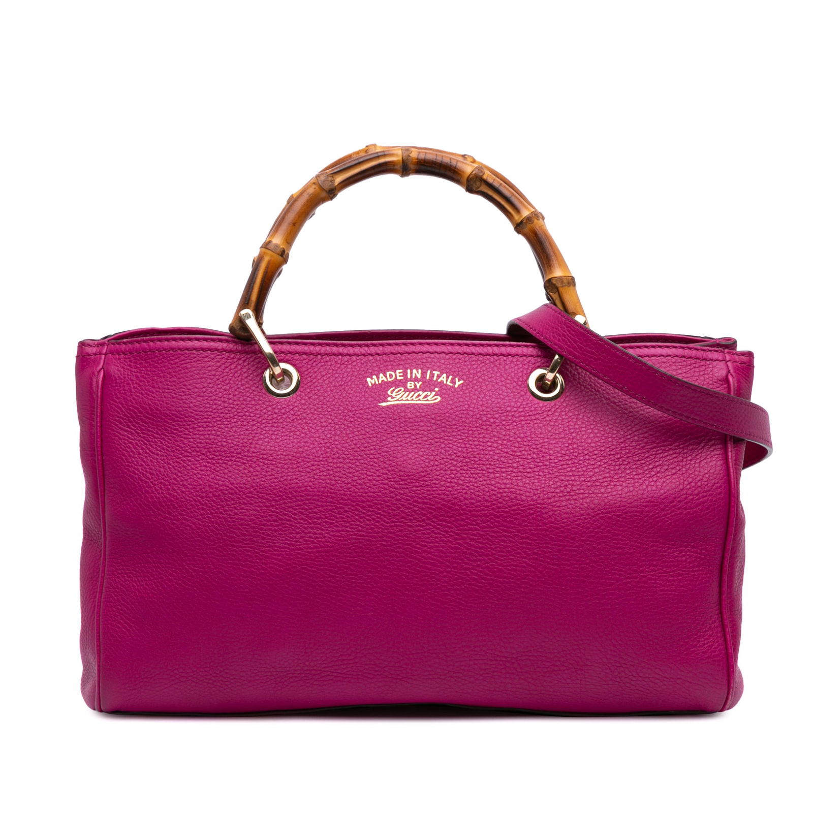 Gucci Medium Calfskin Bamboo Shopper Satchel Pink Leather Bag (1 of 10)