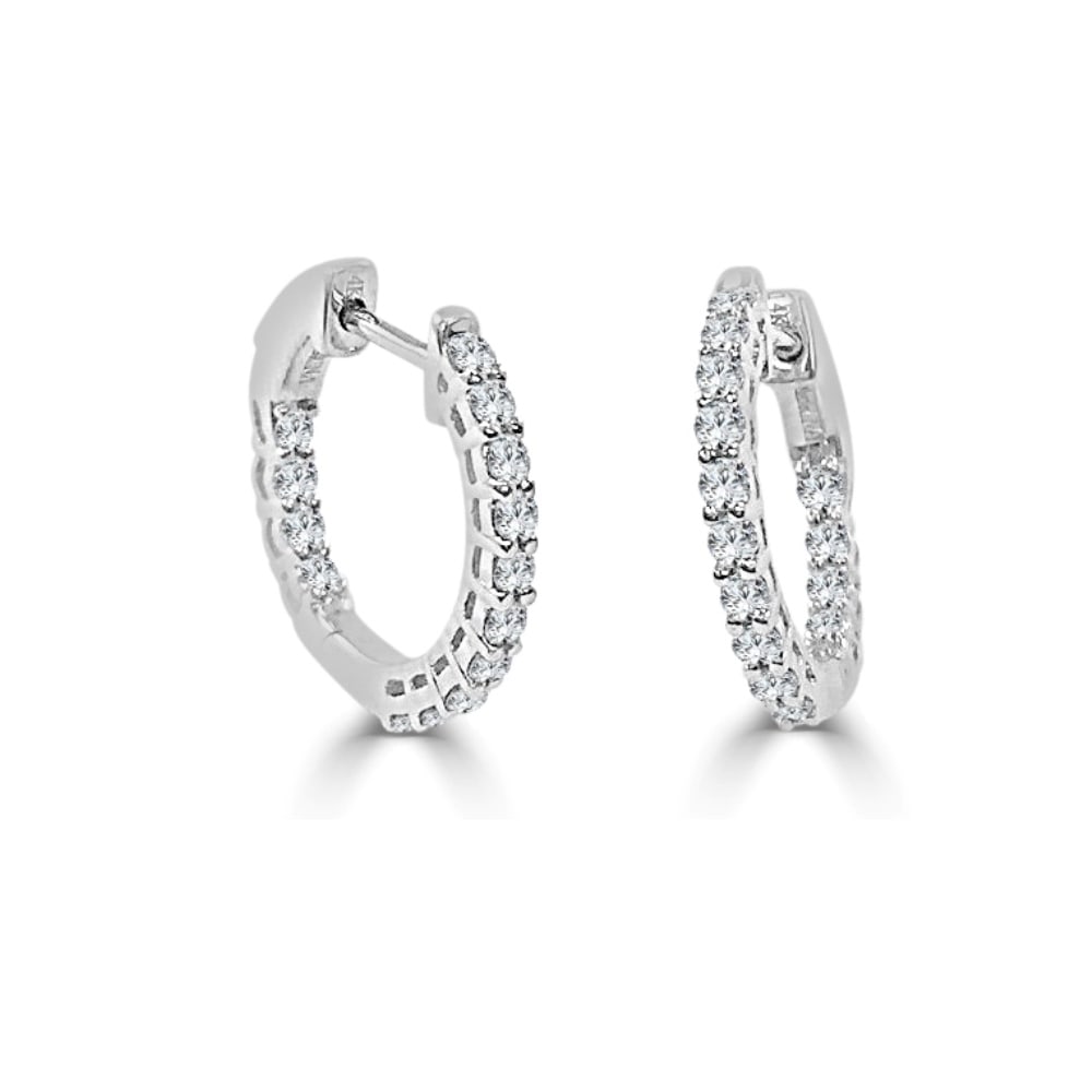 14k White Gold Hoop Earrings with 28 Diamonds 0.51ct (1 of 1)