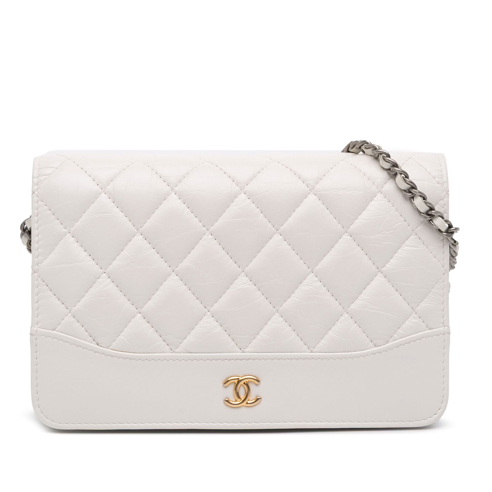 Chanel Quilted Aged Calfskin Gabrielle Wallet On Chain White (1 of 11)