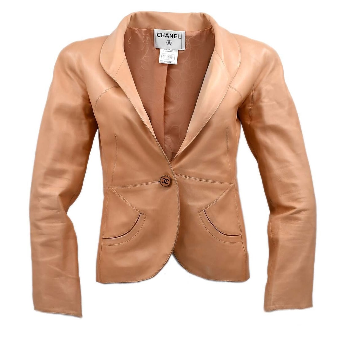 Chanel Vintage Pink Lambskin Leather Jacket 01P Size 36 (1 of 10)