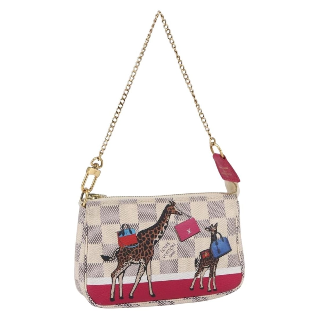 LOUIS VUITTON Damier Azur Mini Pochette Accessoires N62200 Authenticated: LOUIS VUITTON Damier Azur Mini Pochette Accessoires N62200 Authenticated Discover the elegance of the LOUIS VUITTON Azur Giraffe Mini Pochette Accessoires, a stylish accessory pouch crafted from Damie