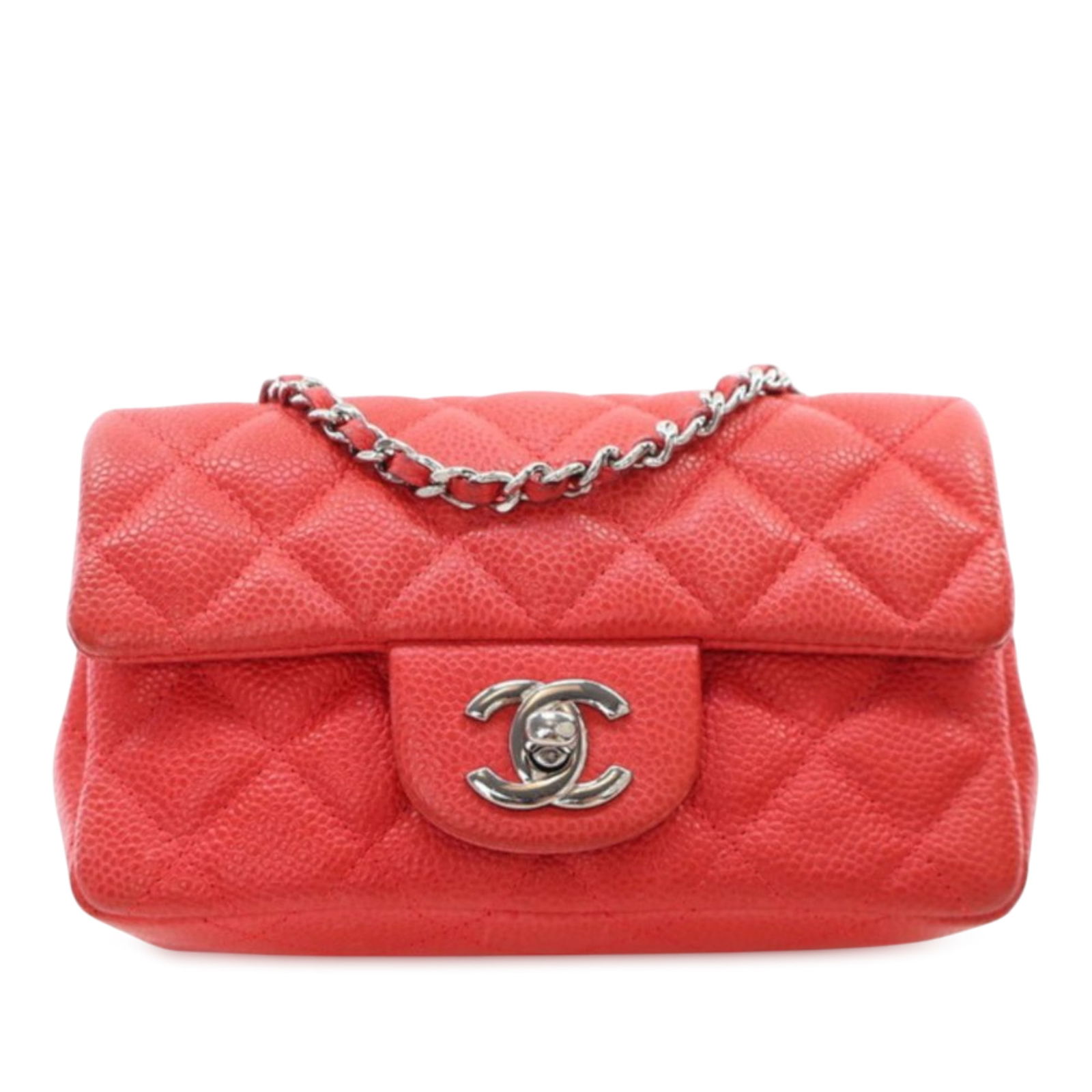 Chanel Extra Mini Rectangular Classic Caviar Flap Bag Red Leather (1 of 12)