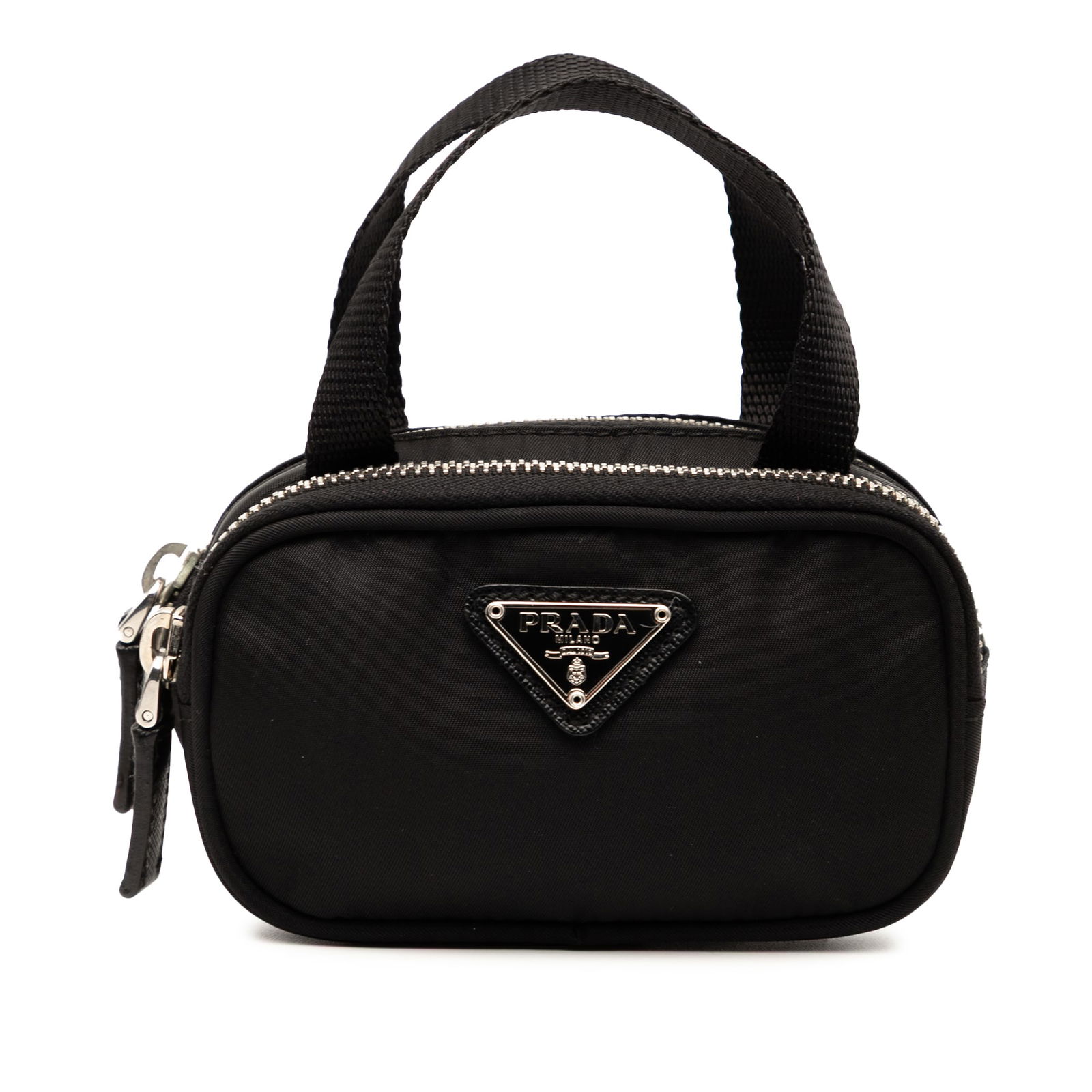 Prada Mini Tessuto Black Nylon Double Zip Handbag (1 of 7)
