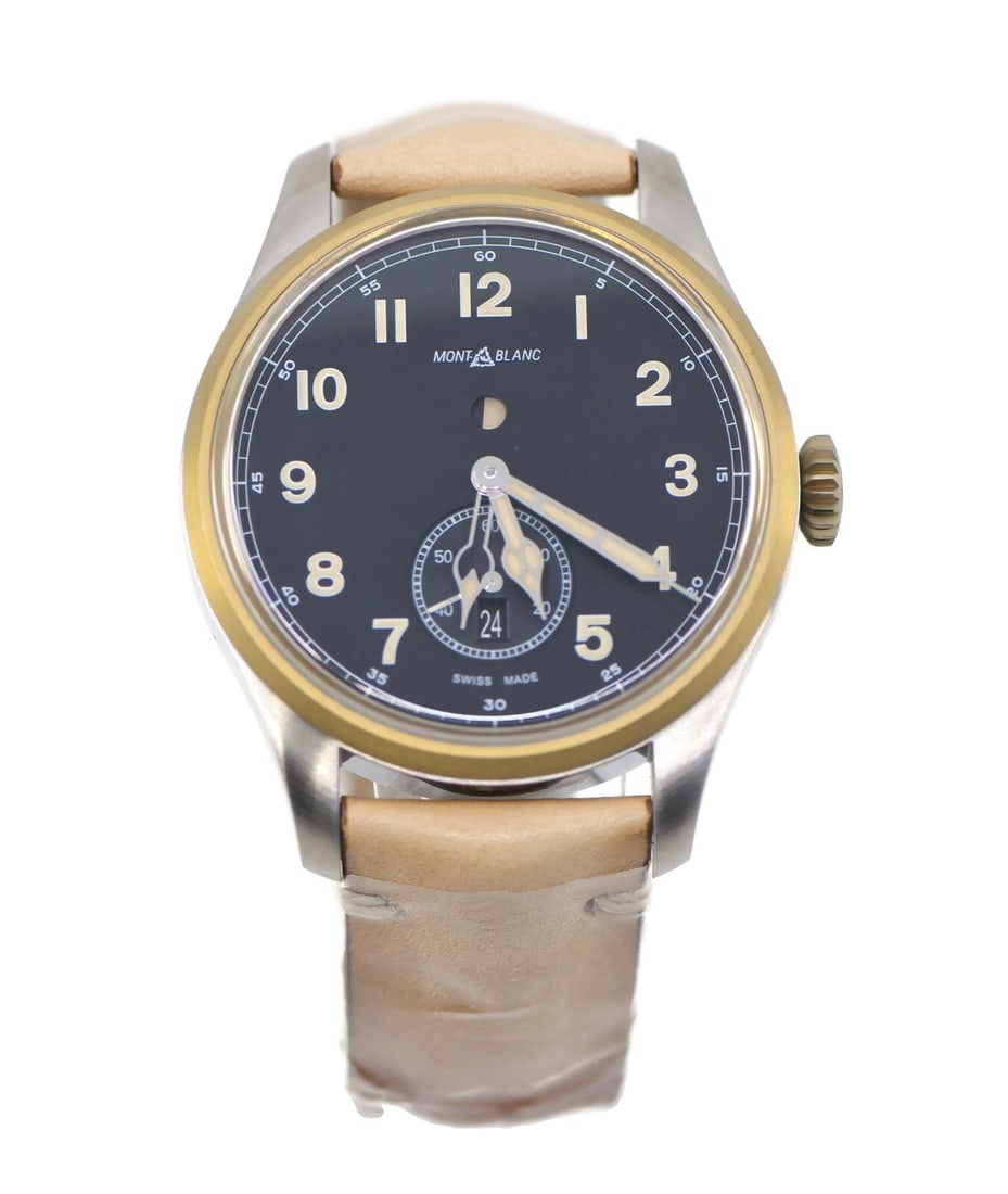 Montblanc 1858 Dual Time Automatic Stainless Steel Watch 44mm with Box and Papers: Montblanc 1858 Dual Time Automatic Stainless Steel Watch 44mm with Box and Papers The Montblanc 1858 Dual Time Stainless Steel Watch features a sophisticated design with a mechanical automatic movemen