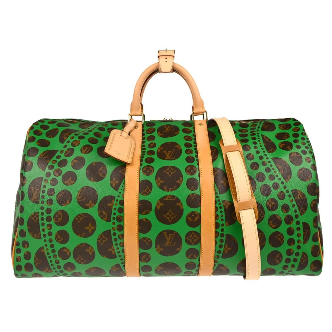 Louis Vuitton Keepall Bandouliere 55 Duffle Bag M40696 Monogram Canvas: Louis Vuitton Keepall Bandouliere 55 Duffle Bag M40696 Monogram Canvas Introducing the Louis Vuitton Pumpkin Dot Keepall Bandouliere 55 Duffle Bag, a perfect blend of style and functionality for your