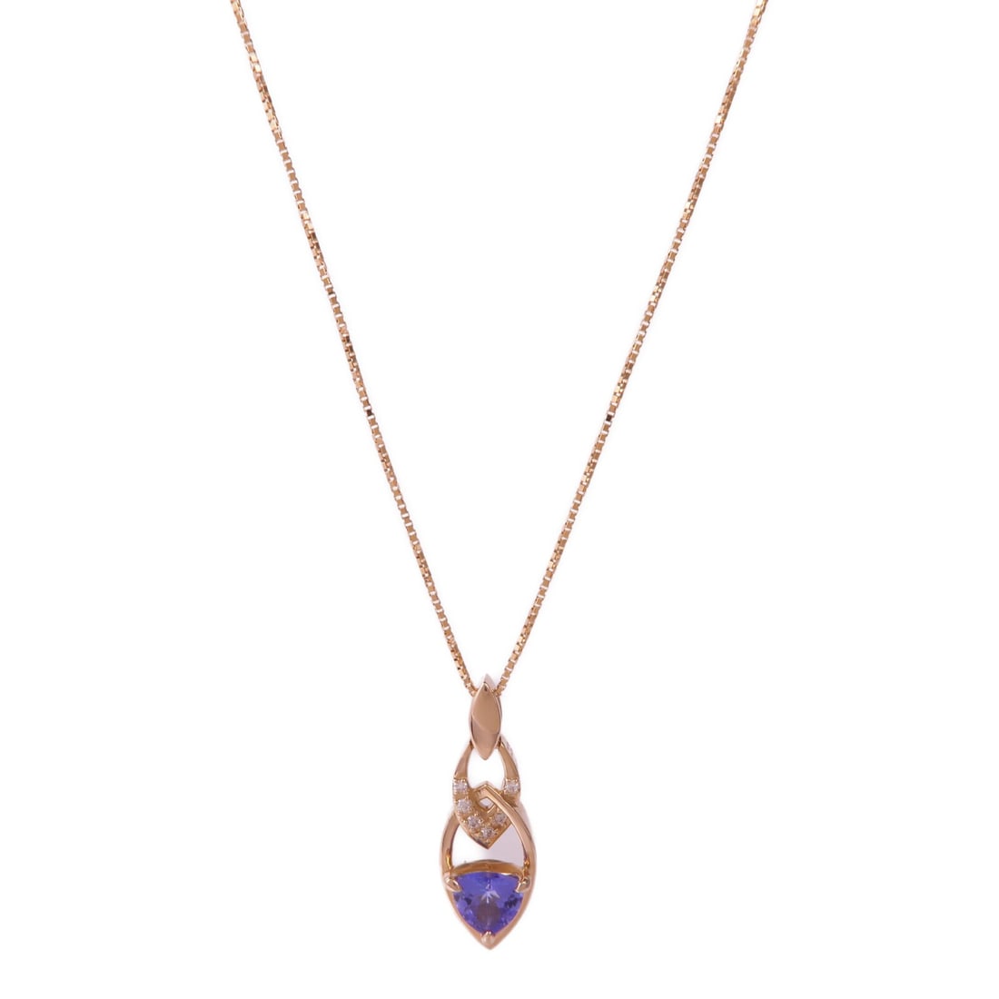 Tanzanite Diamond Necklace in 18K Pink Gold by JEWELRY (1 of 8)