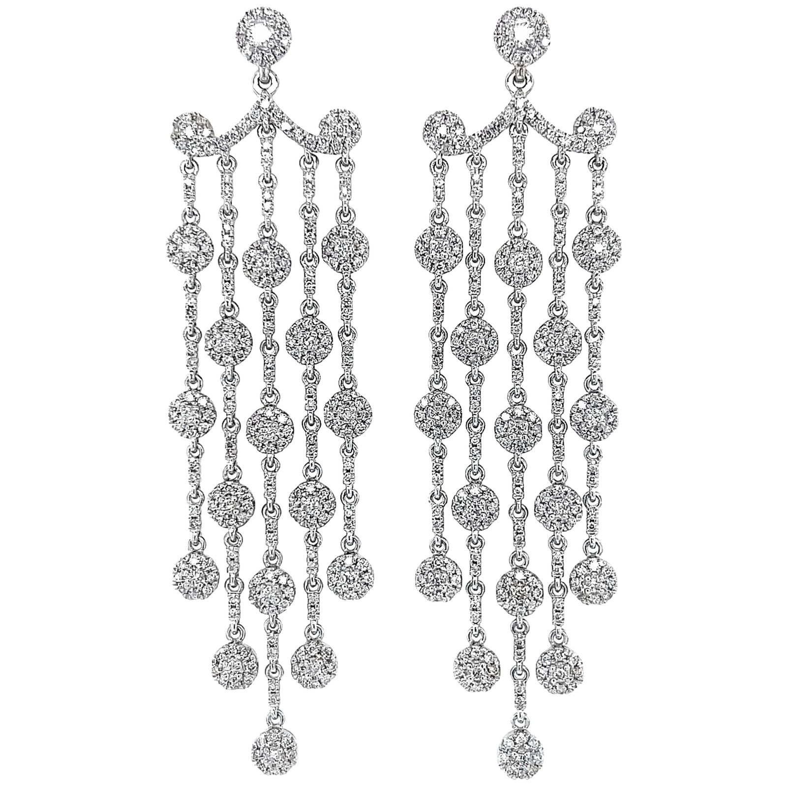 2.93ct Diamond Chandelier Earrings 18k White Gold GIA Appraised (1 of 4)