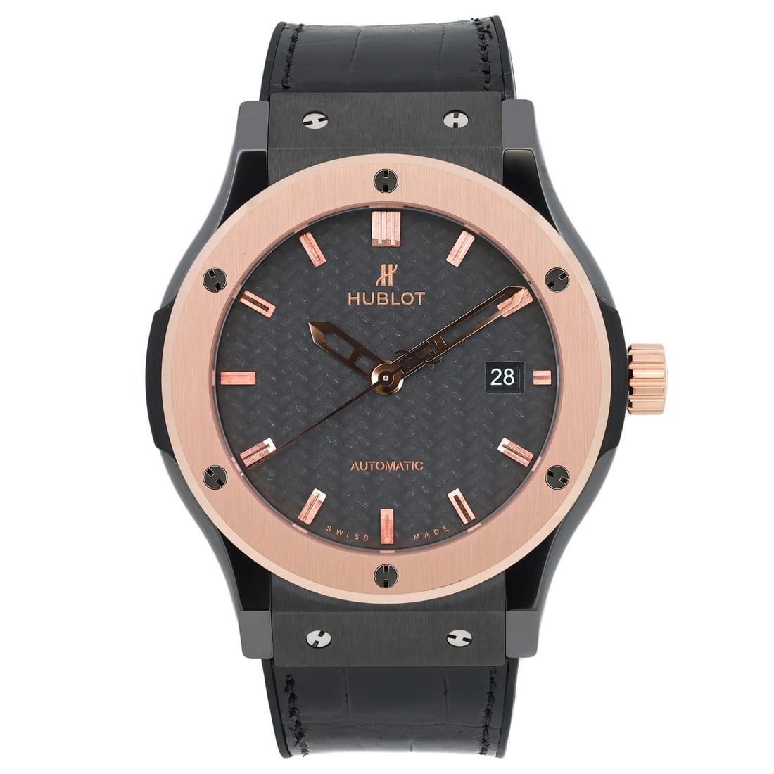 Hublot Classic Fusion 18K Rose Gold Black Dial Automatic Watch 542CO1780RX: Hublot Classic Fusion 18K Rose Gold Black Dial Automatic Watch 542CO1780RX Explore the elegance of the Hublot Classic Fusion Ceramic King watch, featuring an exquisite blend of luxury and functionalit