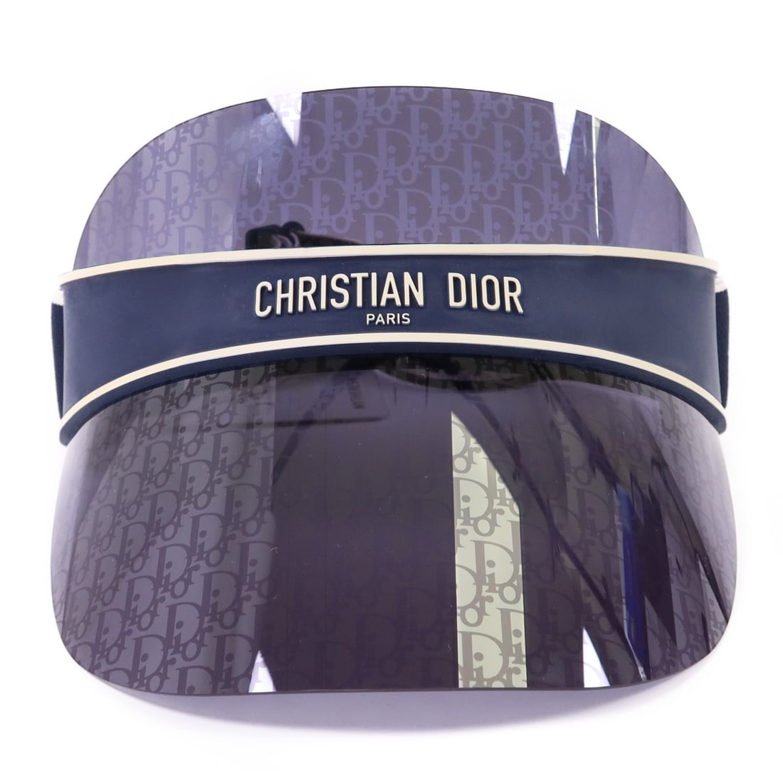 Dior Blue Oblique PVC Visor Hat Navy Fashion Accessory: Dior Blue Oblique PVC Visor Hat Navy Fashion Accessory Elevate your accessory game with this stylish Christian Dior CD Blue Dior Oblique Visor Hat. Crafted from high-quality PVC material in a classic