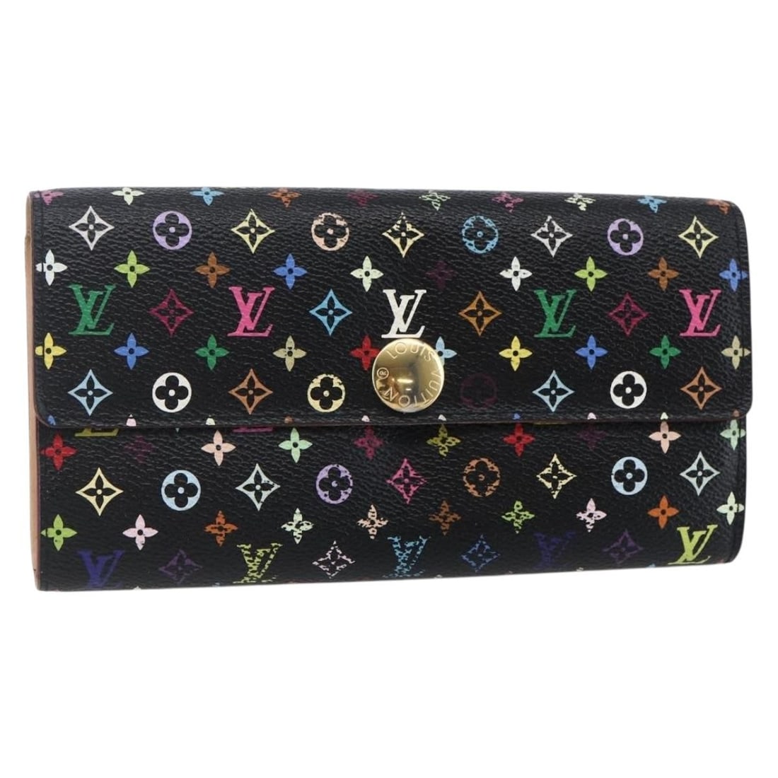LOUIS VUITTON Multicolor Portefeuille Sarah Wallet Black M60668 Authentic: LOUIS VUITTON Multicolor Portefeuille Sarah Wallet Black M60668 Authentic This authentic Louis Vuitton Multicolor Portefeuille Sarah Wallet is a stylish long wallet crafted from Monogram Multicolor Ca