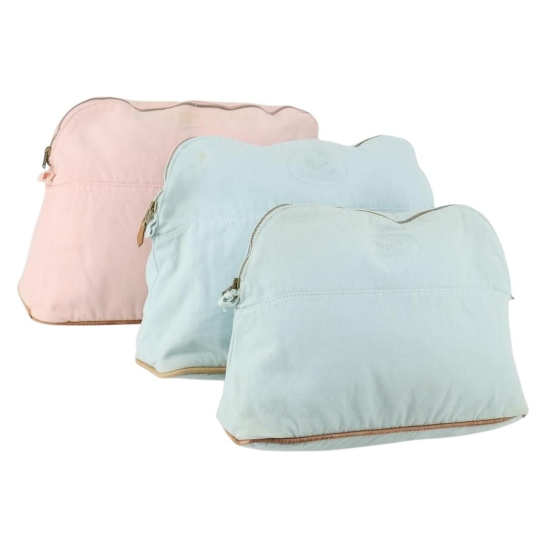 HERMES Bolide Pouch Canvas 3 Piece Set Light Blue Pink Auth: HERMES Bolide Pouch Canvas 3 Piece Set Light Blue Pink Auth This set features three HERMES Bolide Pouches crafted from durable canvas in a stylish light blue and pink color combination. Made in France