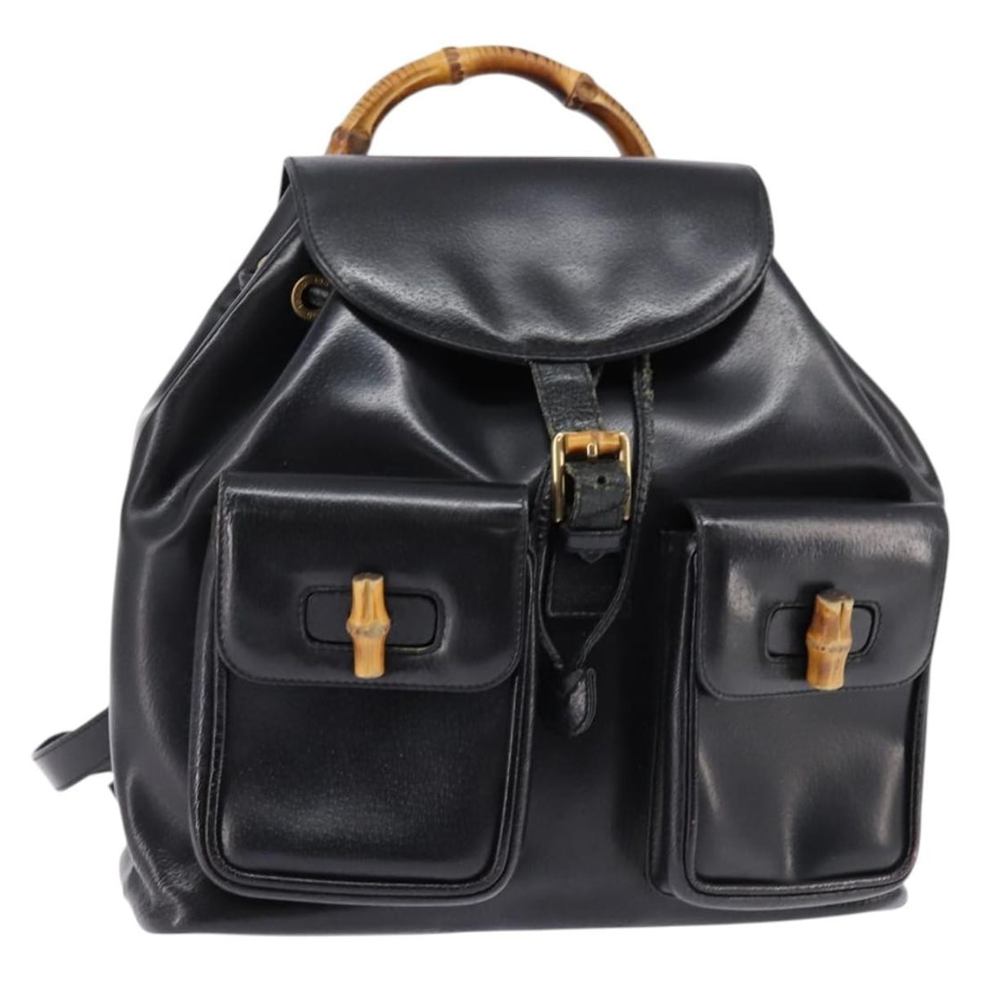 GUCCI Bamboo Backpack Leather Navy Gold 003 2058 0016 Authentic: GUCCI Bamboo Backpack Leather Navy Gold 003 2058 0016 Authentic This exquisite GUCCI Bamboo Backpack combines luxurious leather with a striking navy and gold color scheme, making it a stylish accessor