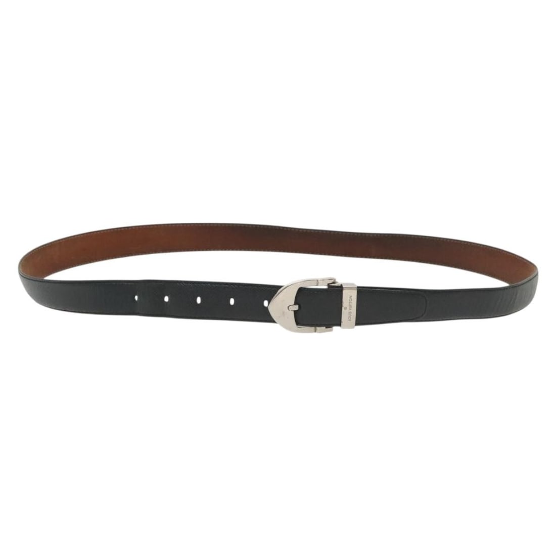 LOUIS VUITTON Taiga Classic Belt 49.2in Black Leather Auth T1170 (1 of 10)