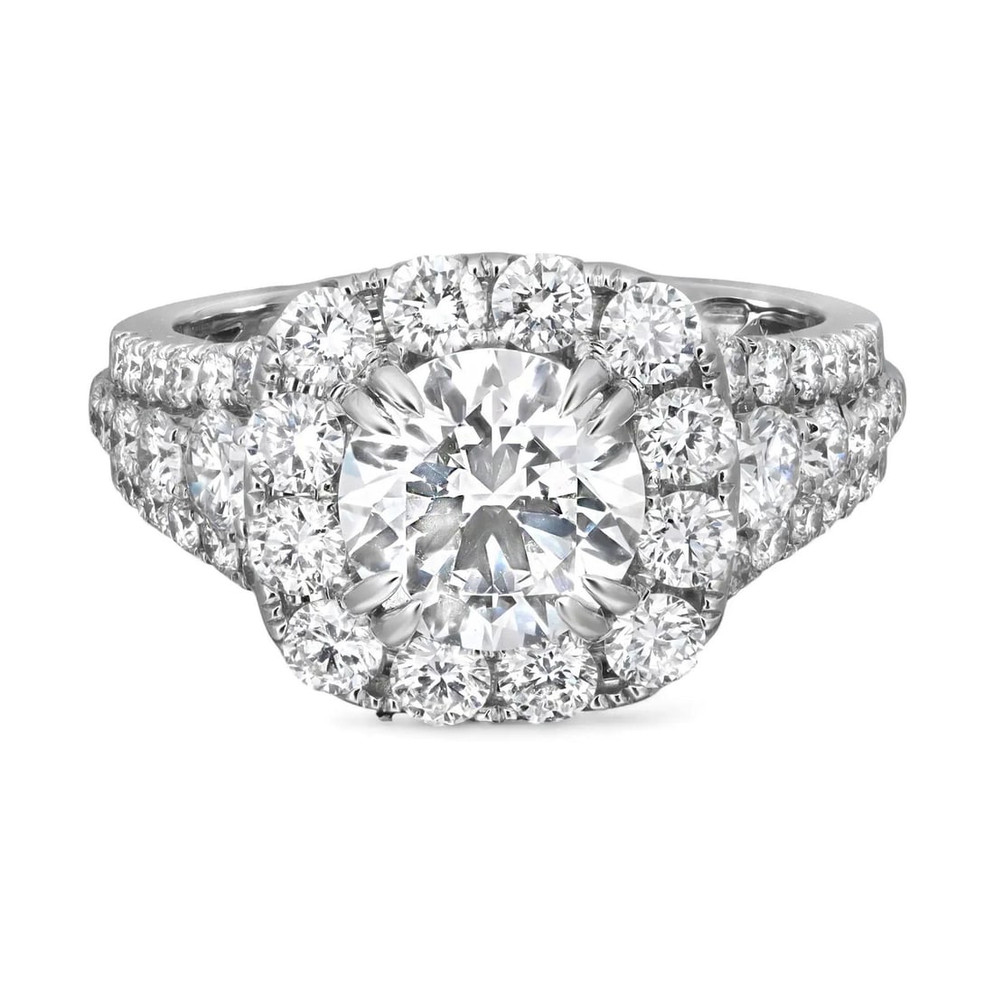 Rachel Koen 18K White Gold Lab Grown Diamond Engagement Ring 3.26Ctw IGI Certified (1 of 5)