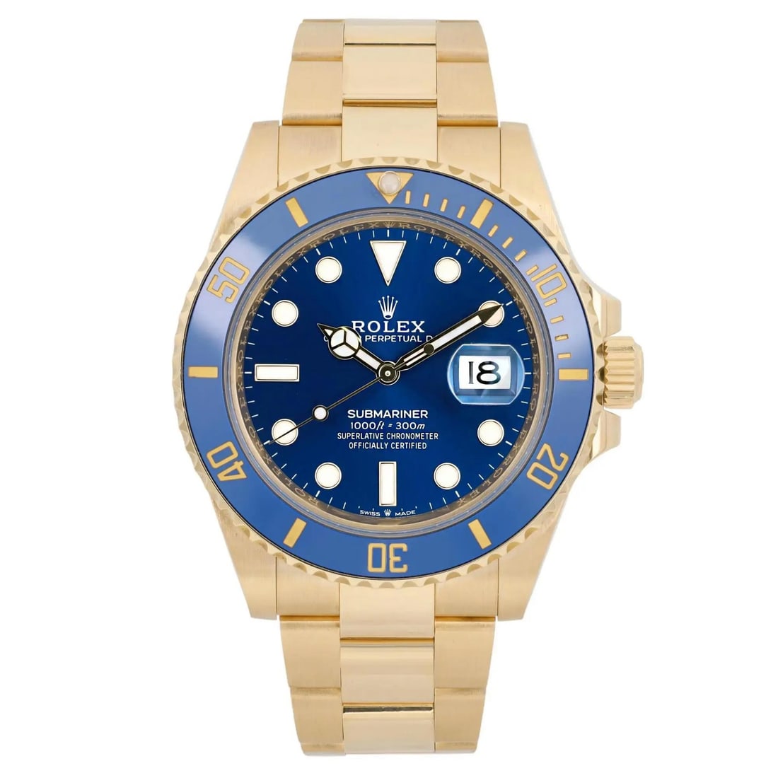 Rolex Submariner 18k Gold Automatic Blue Dial Men's Watch 126618LB (1 of 6)