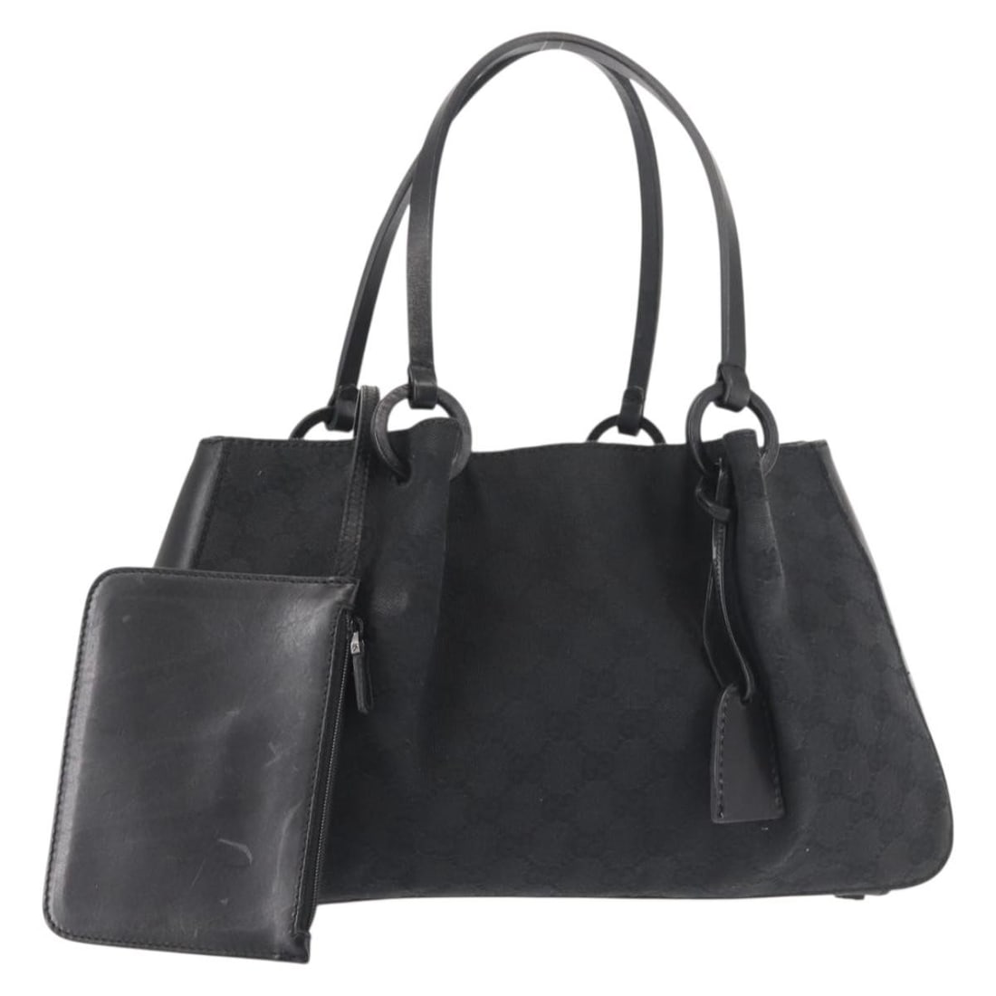 GUCCI GG Canvas Hand Bag Black Silver Auth 94898 Made in Italy: GUCCI GG Canvas Hand Bag Black Silver Auth 94898 Made in Italy This authentic GUCCI GG Canvas Hand Bag showcases a classic design with a stylish black and silver color scheme. Crafted in Italy, this h