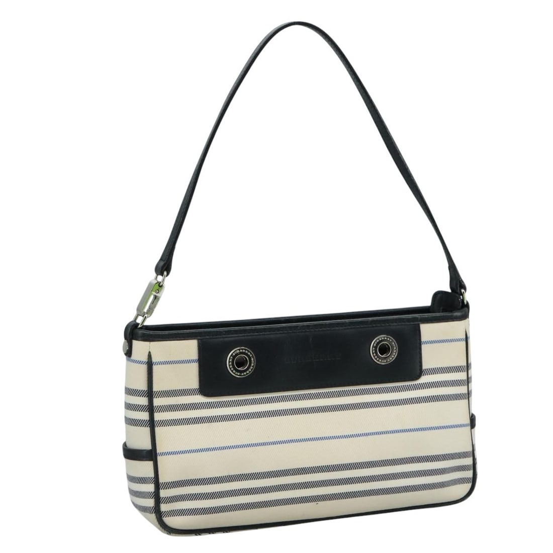 Burberry White Canvas Shoulder Bag Authentic: Burberry White Canvas Shoulder Bag Authentic This Burberry shoulder bag combines style and functionality with its elegant white canvas material. The bag features a compact design with approximate dime