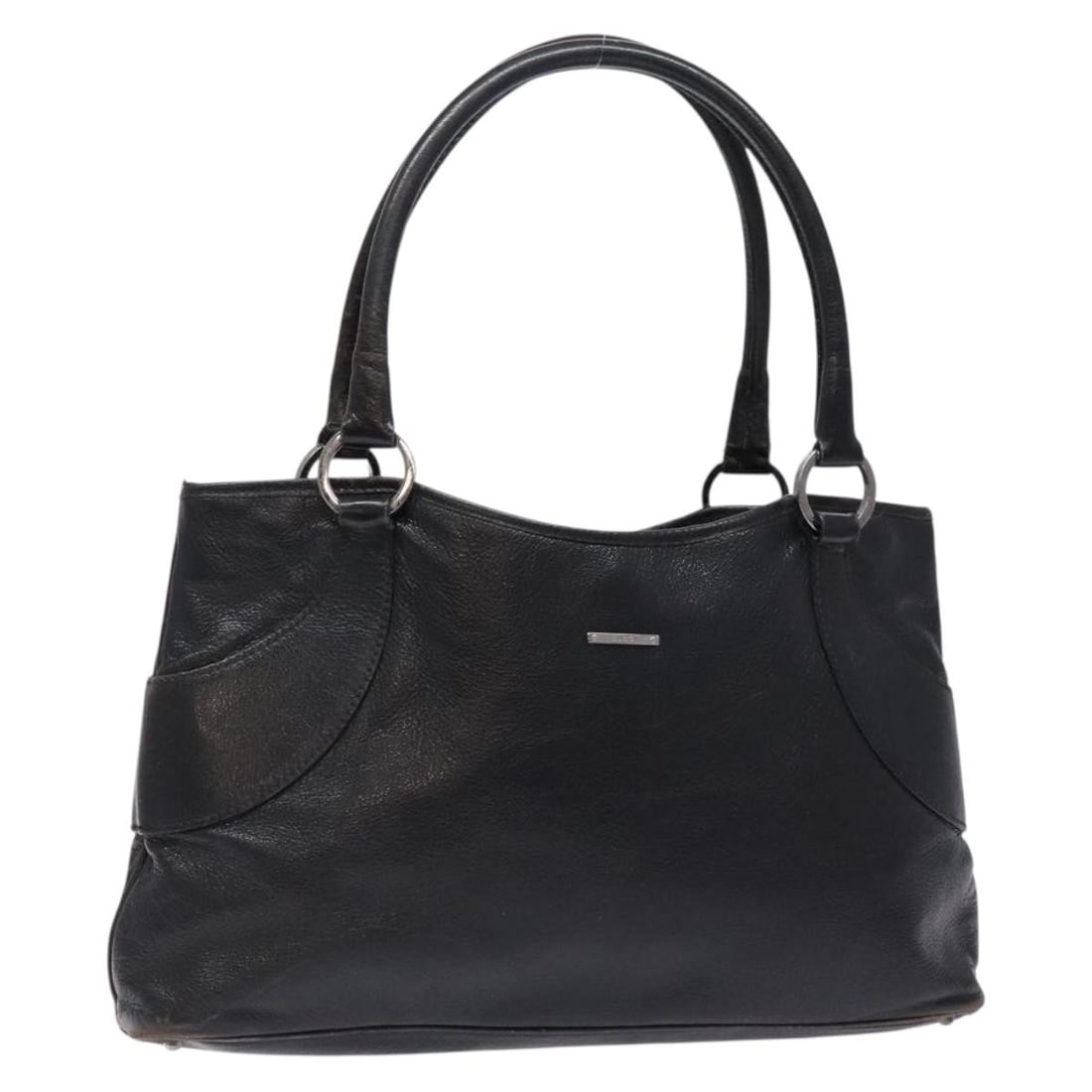 GUCCI Leather Tote Bag Black Silver 113015 Made in Italy: GUCCI Leather Tote Bag Black Silver 113015 Made in Italy This GUCCI tote bag is a stylish and functional accessory crafted from high-quality leather in a striking black and silver color scheme. Measur
