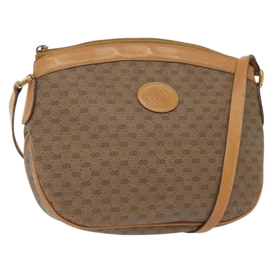 GUCCI Beige Gold Micro GG Supreme Shoulder Bag PVC Italy Auth: GUCCI Beige Gold Micro GG Supreme Shoulder Bag PVC Italy Auth This authentic GUCCI Micro GG Supreme Shoulder Bag is a stylish accessory crafted in Italy. Made from durable PVC leather with a distincti