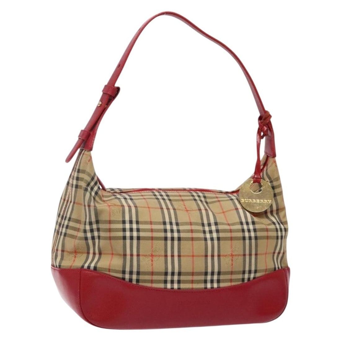 Burberry Nova Check Beige Gold Canvas Shoulder Bag Auth 142180: Burberry Nova Check Beige Gold Canvas Shoulder Bag Auth 142180 This Burberry Nova Check Shoulder Bag is a stylish accessory crafted from durable canvas in a chic beige and gold color scheme. The bag f