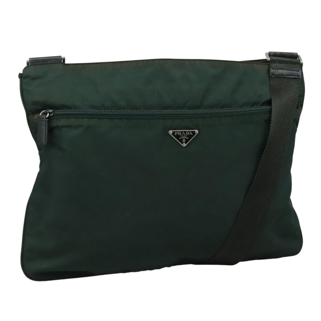Authentic PRADA Green Nylon Shoulder Bag Made in Italy: Authentic PRADA Green Nylon Shoulder Bag Made in Italy This PRADA shoulder bag is a stylish and functional accessory crafted from durable nylon in a vibrant green color. Designed for versatility, it f