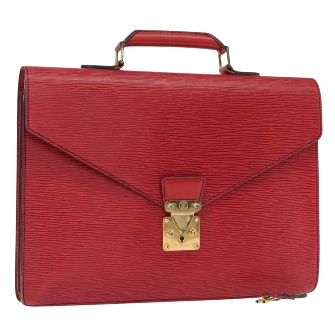 LOUIS VUITTON Epi Leather Red Business Bag M54427 Authentic: LOUIS VUITTON Epi Leather Red Business Bag M54427 Authentic This exquisite LOUIS VUITTON Epi Serviette Conseiller Business Bag is crafted from premium Epi leather in a striking red hue, perfect for ma