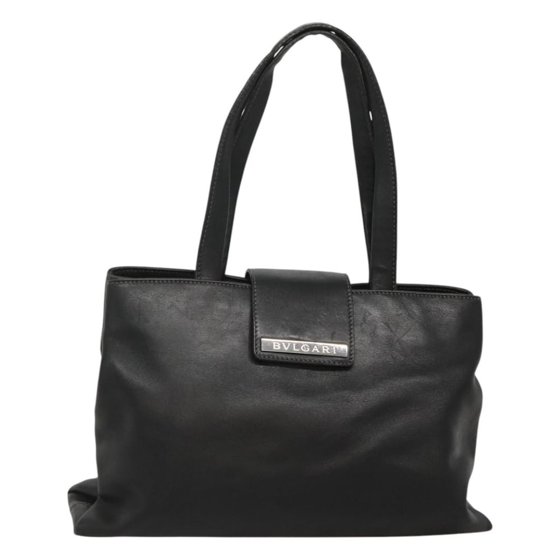 BVLGARI Black Silver Leather Shoulder Bag Authentic Made in Italy: BVLGARI Black Silver Leather Shoulder Bag Authentic Made in Italy This BVLGARI shoulder bag is a sophisticated accessory crafted from high-quality leather, featuring a striking black and silver color