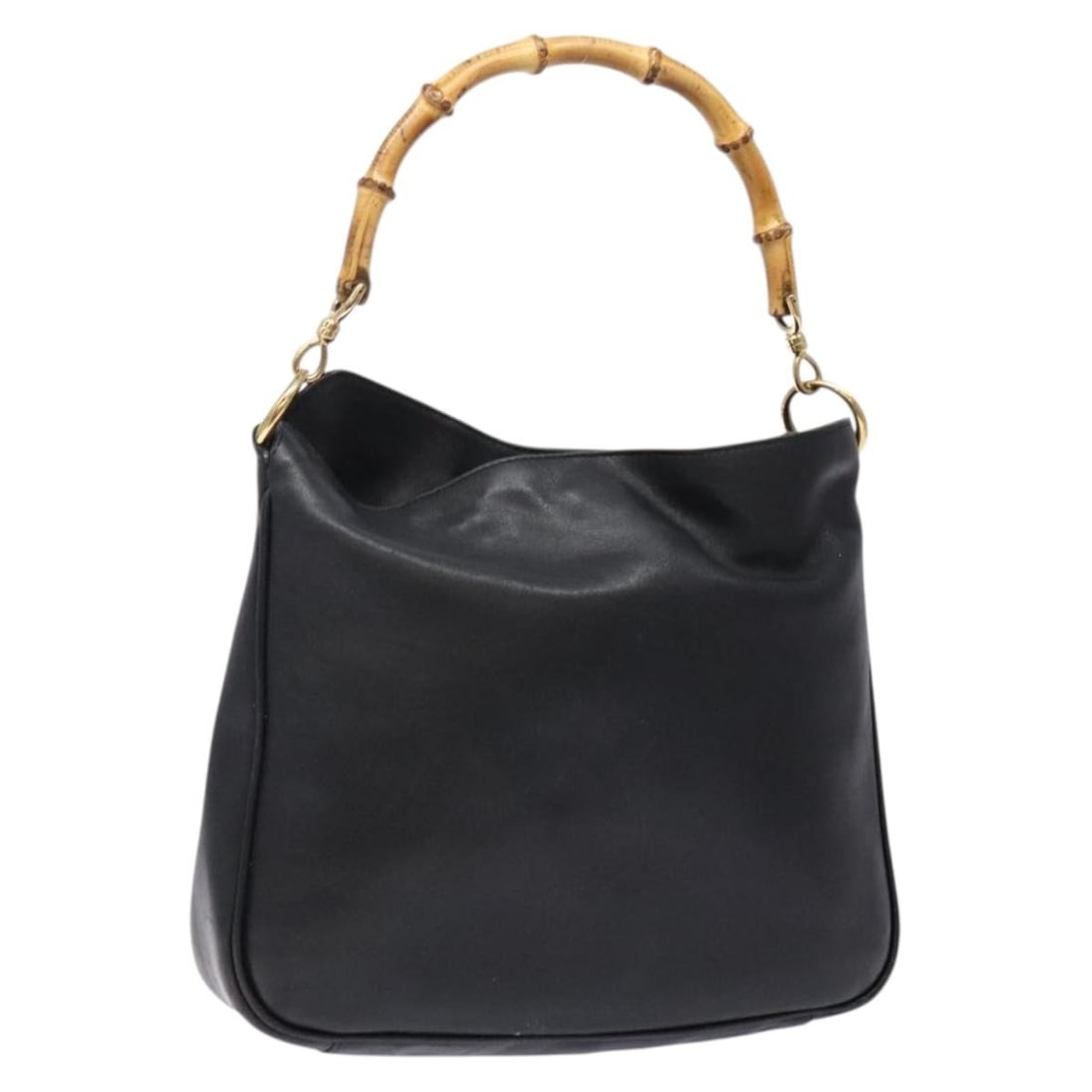 GUCCI Bamboo Hand Bag Black Leather Gold Accents 001 1998 1638 Auth: GUCCI Bamboo Hand Bag Black Leather Gold Accents 001 1998 1638 Auth This authentic GUCCI Bamboo Hand Bag is a stylish accessory that embodies luxury and sophistication. Crafted in Italy from high-qual