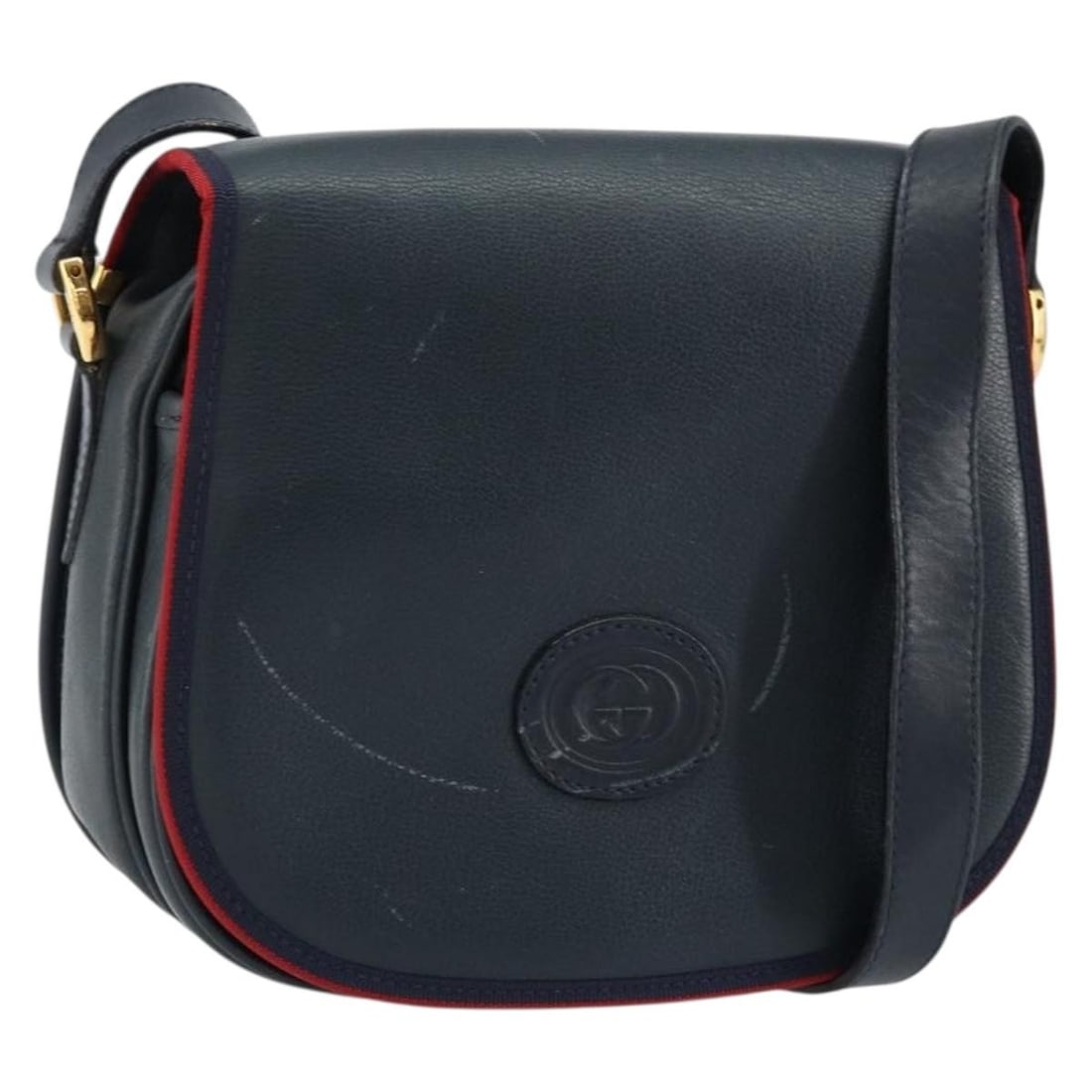 GUCCI 007 261 0107 Leather Shoulder Bag Navy Gold Auth: GUCCI 007 261 0107 Leather Shoulder Bag Navy Gold Auth This exquisite GUCCI shoulder bag showcases a chic combination of navy leather with gold accents, epitomizing luxury and style. Crafted in Italy,