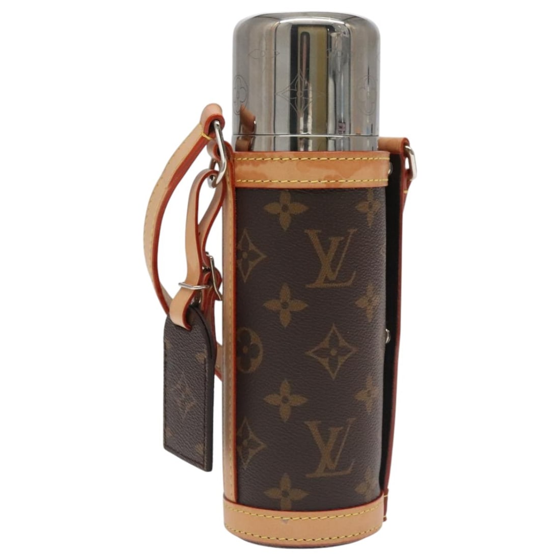 Louis Vuitton Monogram Flask Holder Water Bottle GI0518 Italy Auth: Louis Vuitton Monogram Flask Holder Water Bottle GI0518 Italy Auth Introducing the Louis Vuitton Monogram Flask Holder Water Bottle, a stylish accessory that combines luxury with functionality. Crafte