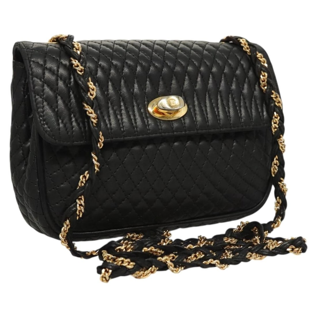BALLY Black Gold Leather Chain Shoulder Bag Made in Italy: BALLY Black Gold Leather Chain Shoulder Bag Made in Italy Elevate your style with this BALLY Chain Shoulder Bag, a luxurious blend of black leather and gold accents. Designed for both elegance and pra