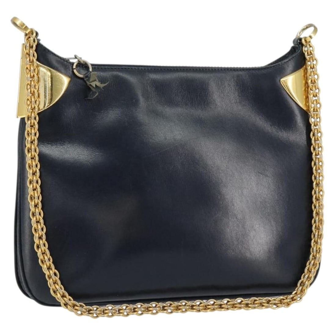 GUCCI Black Gold Leather Chain Shoulder Bag Italy Auth 148693: GUCCI Black Gold Leather Chain Shoulder Bag Italy Auth 148693 This authentic GUCCI shoulder bag combines luxury and practicality. Crafted in Italy from high-quality leather, it features a striking bla
