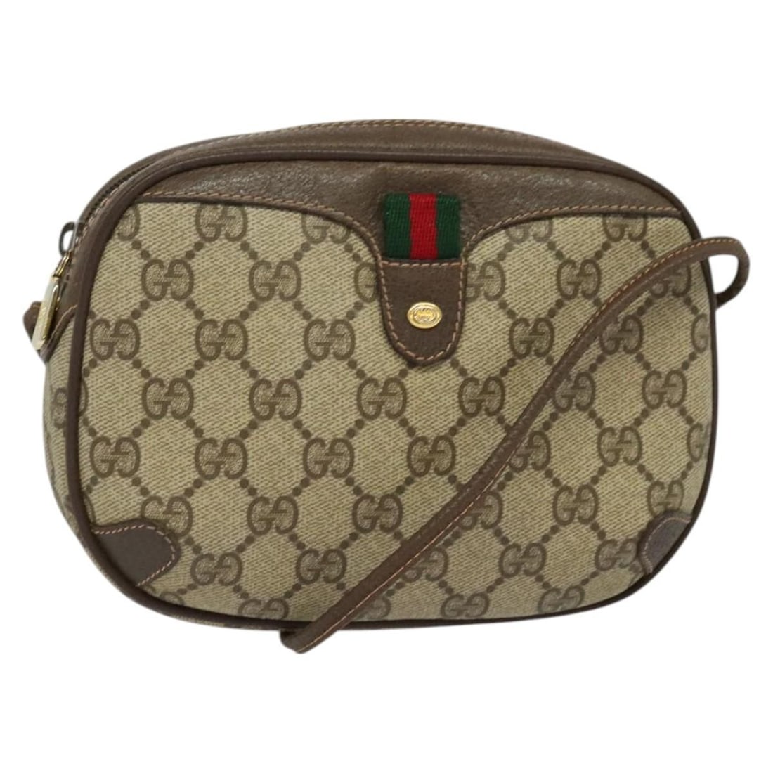 GUCCI GG Supreme Sherry Line Shoulder Bag Beige Gold PVC BA2473: GUCCI GG Supreme Sherry Line Shoulder Bag Beige Gold PVC BA2473 This authentic GUCCI GG Supreme Sherry Line Shoulder Bag showcases a sophisticated blend of elegance and practicality. Crafted from dura