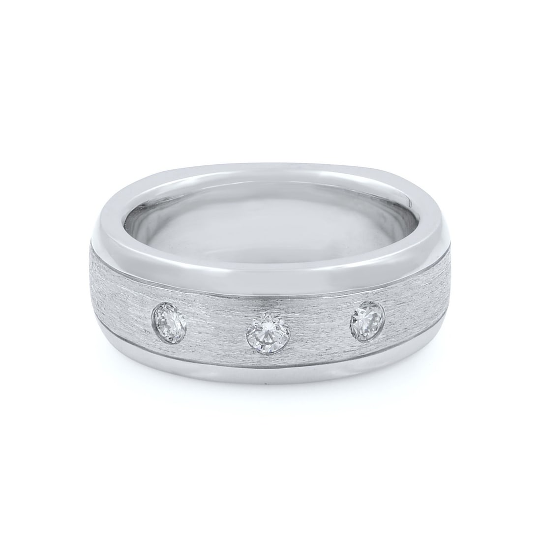 Rachel Koen 14K White Gold Diamond Band 0.28ct 3 Stones Size 9: Rachel Koen 14K White Gold Diamond Band 0.28ct 3 Stones Size 9 This elegant wedding band by Rachel Koen is crafted from solid 14K white gold and features three stunning round brilliant cut diamonds, t